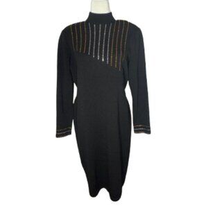 The Micheal Collection Women's X-Large Black Mock Neck Bodycon Sweater Dress
